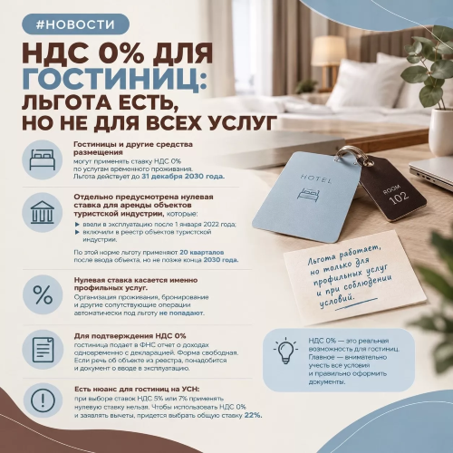 НДС 0% для гостиниц: льгота есть, но не для всех услуг